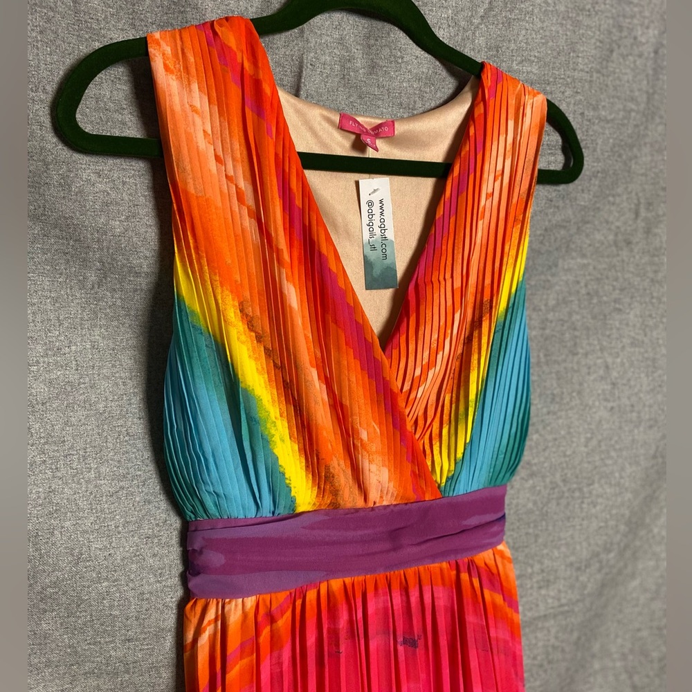 CLEARANCE Rainbow Maxi Dress Pleated Sleeveless Flying Tomato SIZE SMALL - Picture 4 of 12